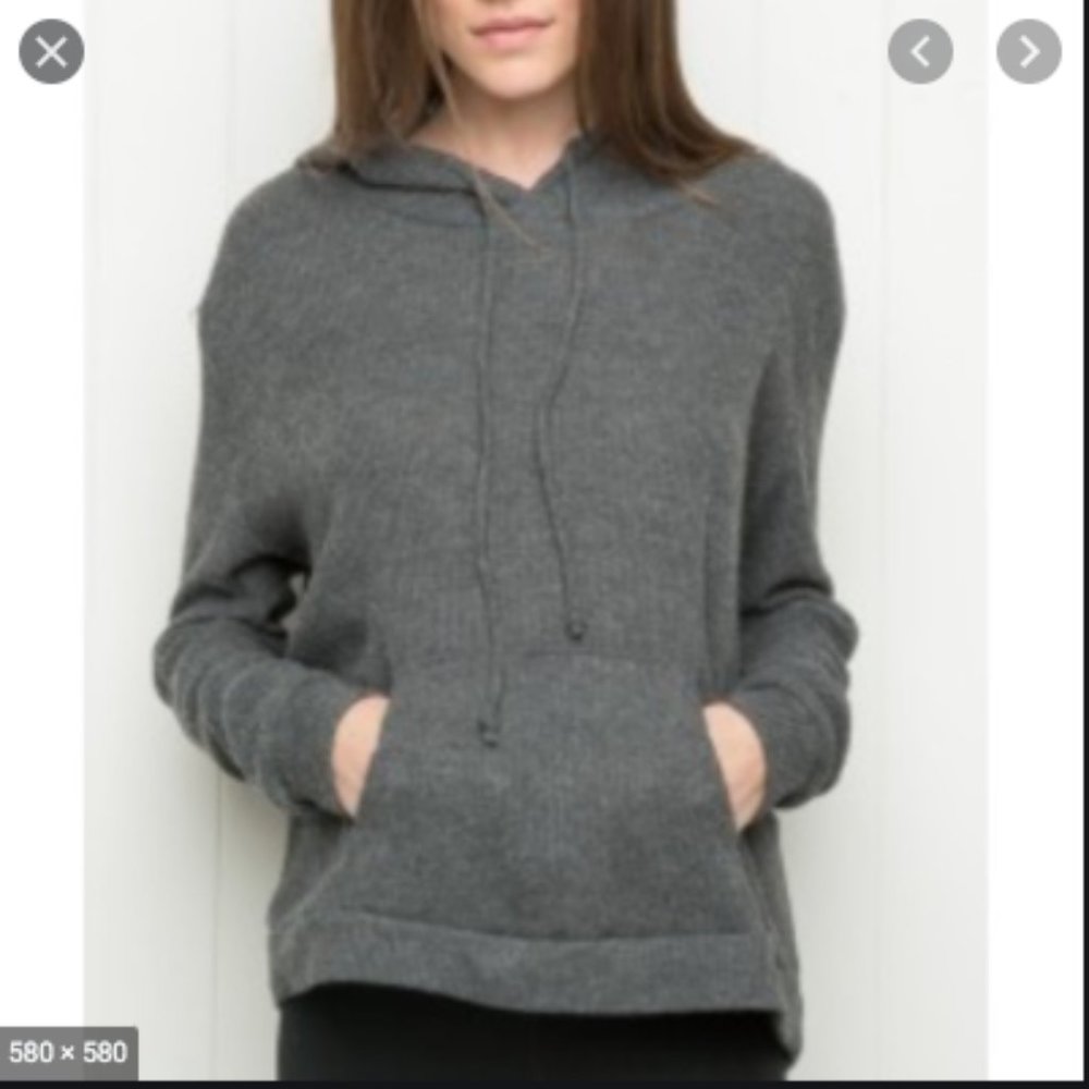 brandy melville grey ribbed robin hoodie